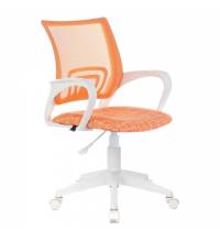 Кресло  "Fly MG-396W", с подлокотниками, пластик белый, сетка, оранжевое с рисунком "Giraffe", 532402, MG-396W_532402