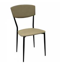 Стул для столовых, кафе, дома РС23, черный каркас, экокожа серо-бежевая