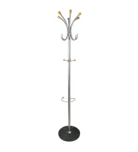 Вешалка-стойка  "CR-8121" на мраморном диске, металл, 6+4 крючка, цвет серебристый, 606437